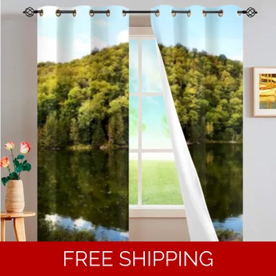 Custom Window Curtains 2 PCS Mountain Lake Perry
